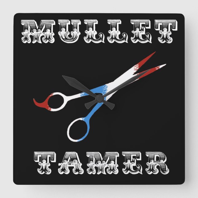 Relógio Quadrado adulto de mullet engraçado barber (Frente)