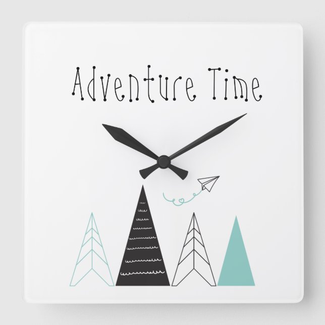 Relógio Quadrado 'Adventure time' Wall Clock (Frente)