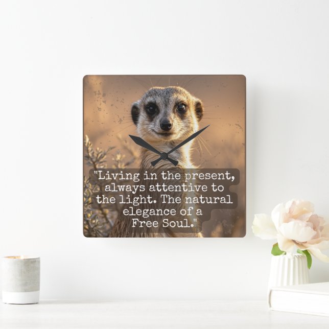 Relógio Quadrado Adventurous Meerkat Living (Lar)