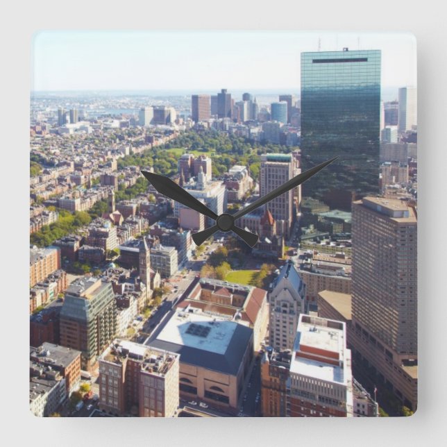 Relógio Quadrado Aerial view of Boston (Frente)