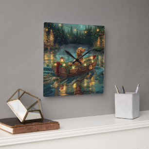 Relógio Quadrado Afghan Hound Christmas Festive Voyage