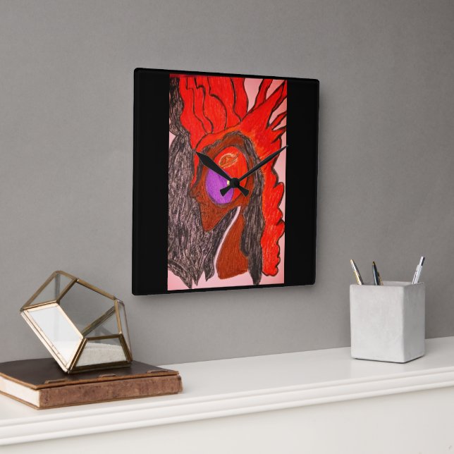 Relógio Quadrado African Phoenix Rising  (Escritório)