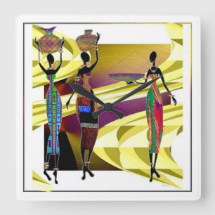 Relógio Quadrado Africano Festiva