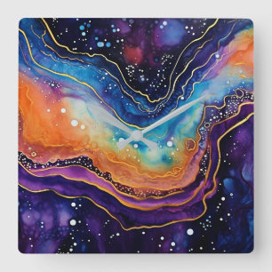 Relógio Quadrado Agate Art Wall Clock
