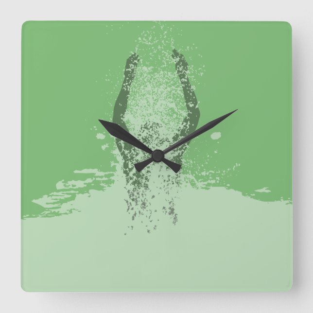 Relógio Quadrado Água fresca do Homem de Grunagem Branca e Preta (Frente)