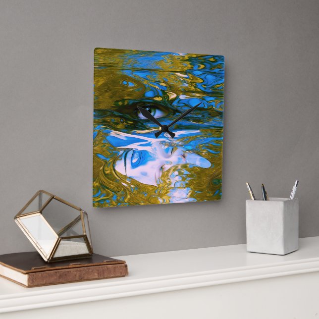 Relógio Quadrado Águas Místicas (Escritório)