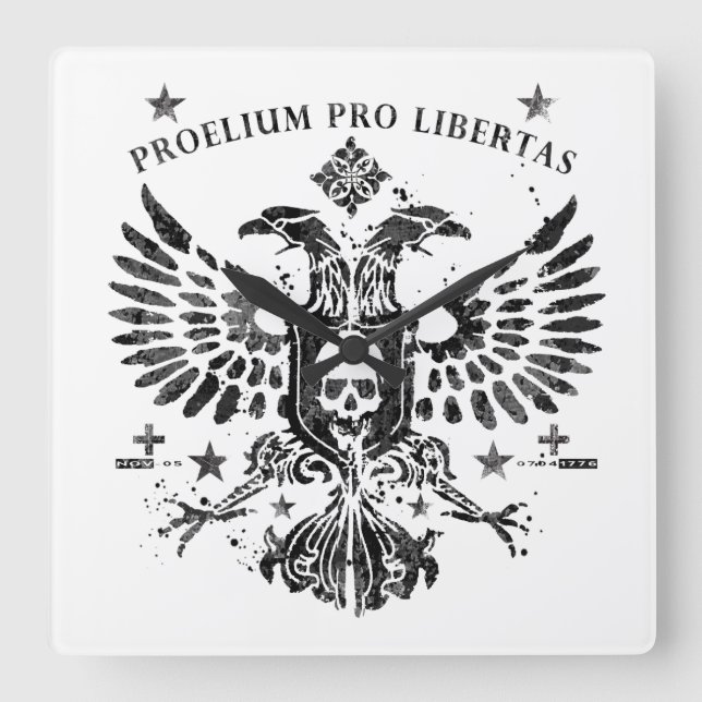 Relógio Quadrado Águia de Cabeça Dupla Moderna (Frente)