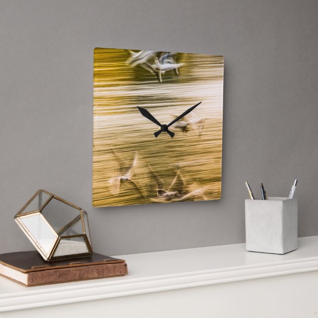 Relógio Quadrado Agulhas voadoras - abstrato (Escritório)