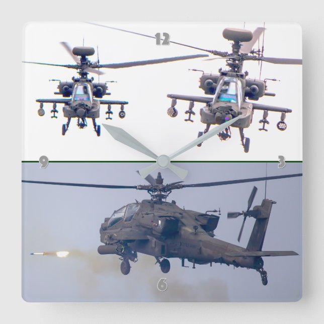 RELÓGIO QUADRADO AH-64E APACHE GUARDIAN (Frente)