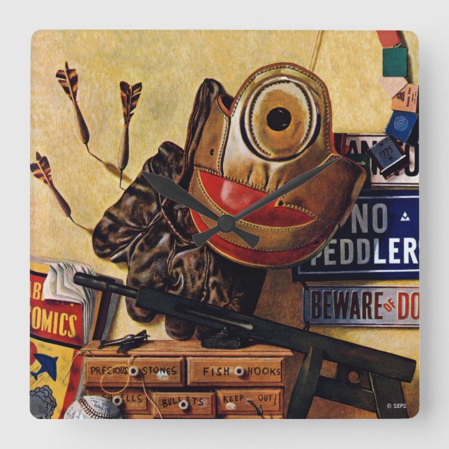 Relógio Quadrado Ainda vida de brinquedos dos meninos (Frente)