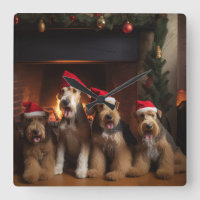 Airedale pelo Natal da Lareira