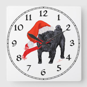 Relógio Quadrado Ajudante do Papai Noel Pug