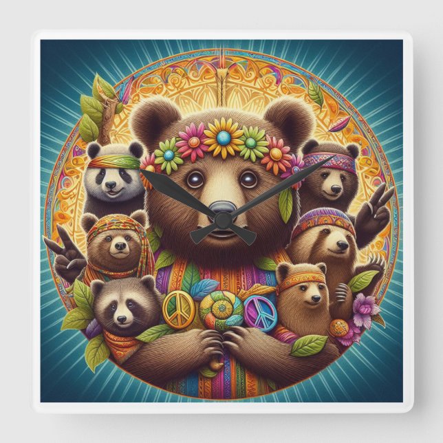 Relógio Quadrado Ajudar A Proteger Todos Os Animais (Frente)