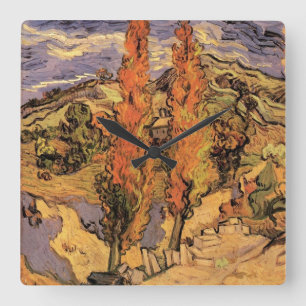 Relógio Quadrado Álamos na Estrada Através das Colinas por Vincent 