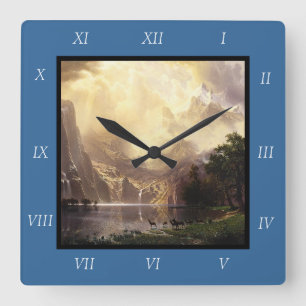 Relógio Quadrado Albert Bierstadt Entre as Montanhas de Sierra Neva