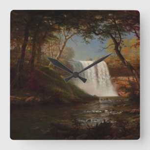 Relógio Quadrado Albert Bierstadt Painting Forest Waterfall Destina