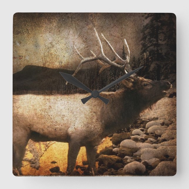 Relógio Quadrado Alce da montanha russa (Frente)