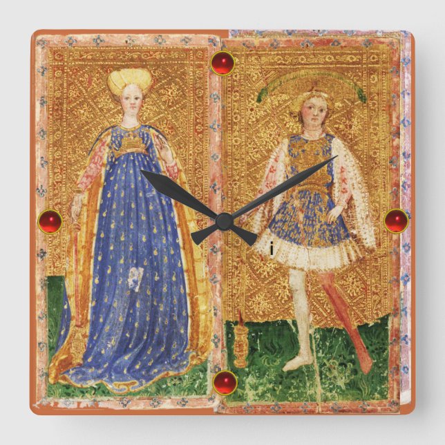 RELÓGIO QUADRADO ALERTAS DE RENASCIMENTO ANTIQUAS/MAID E PÁGINA DE  (Frente)