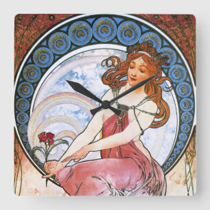 Relógio Quadrado Alfons Mucha: Musa da pintura