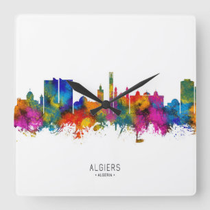 Relógio Quadrado Algiers Argélia Skyline