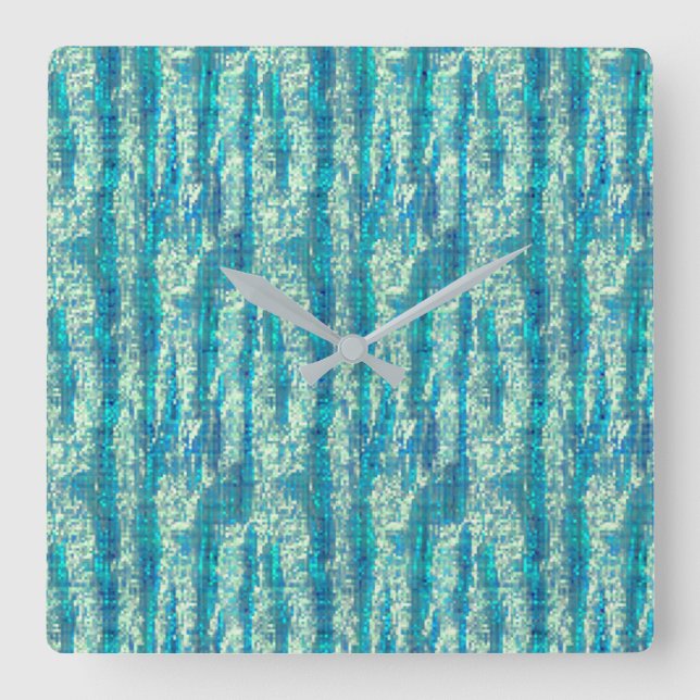 Relógio Quadrado Algodão semipelado azul turquesa (Frente)