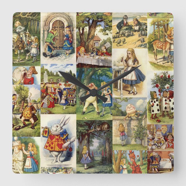 Relógio Quadrado Alice no pulso de disparo do país das maravilhas (Frente)