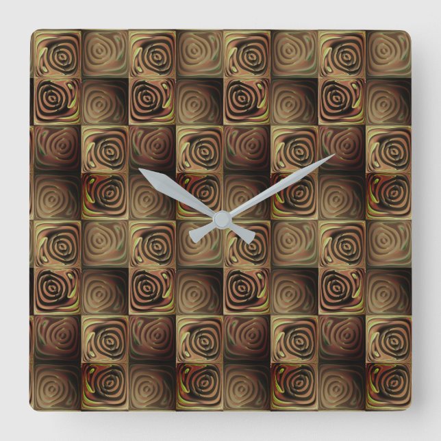 Relógio Quadrado Alivio de quadrados com círculos de gradiente cast (Frente)