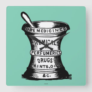 Relógio Quadrado Almofariz e pilão