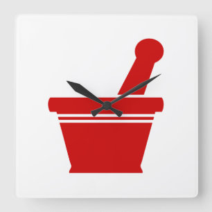 Relógio Quadrado Almofariz & pilão