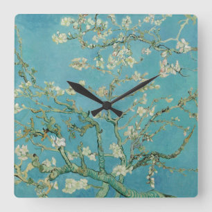 Relógio Quadrado Almond Blossoms de Vincent Van Gogh Fine Art