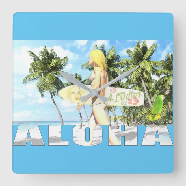 Relógio Quadrado Aloha 01 (Frente)