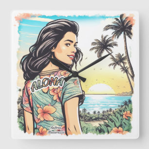 Relógio Quadrado Aloha Girl