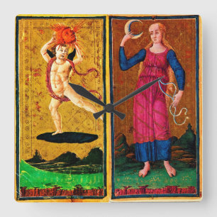 RELÓGIO QUADRADO ALVOS ANTICOS DE RENASCIMENTO/SOL E LUA