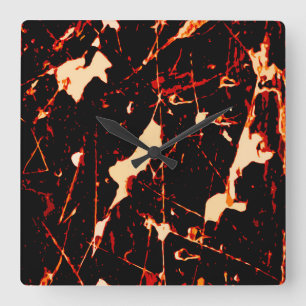 Relógio Quadrado Amarelo preto-vermelho