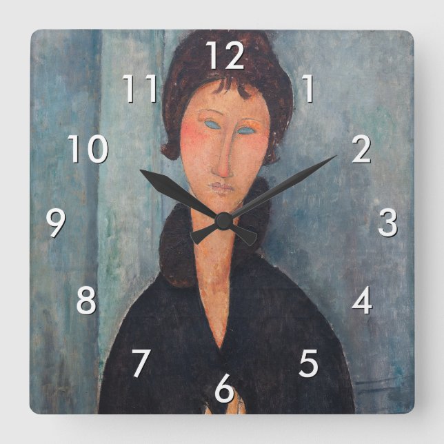 Relógio Quadrado Amedeo Modigliani - Mulher com Olhos Azuis (Frente)