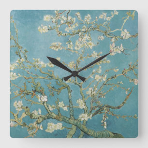 Relógio Quadrado Amêndoa em flor por Vincent Van Gogh