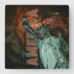 Relógio Quadrado AMÉRICA - Wallclock