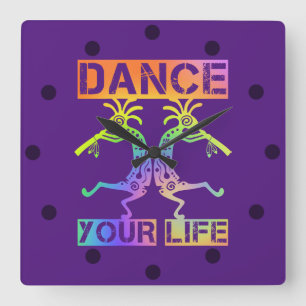 Relógio Quadrado Americanos nativos Kokopelli - Dance sua vida 4