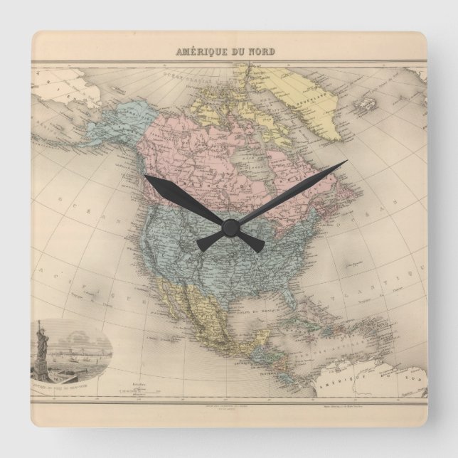 Relógio Quadrado Amerique du Nord. (Frente)