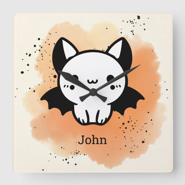 Relógio Quadrado Amigo Adorável do Bat - Arte de Enfermeiro Minimal (Frente)