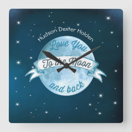 Relógio Quadrado Amo-te ao Banner Moon Chalkboard