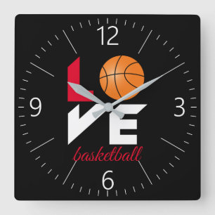 Relógio Quadrado Amor ao basquete