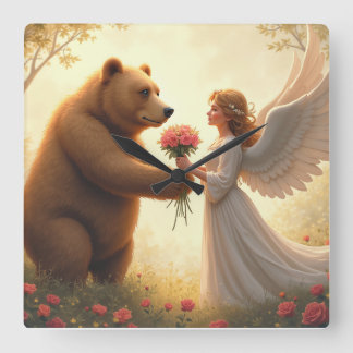 Relógio Quadrado Amor do Urso