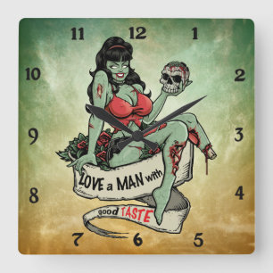 Relógio Quadrado Amor do zombi