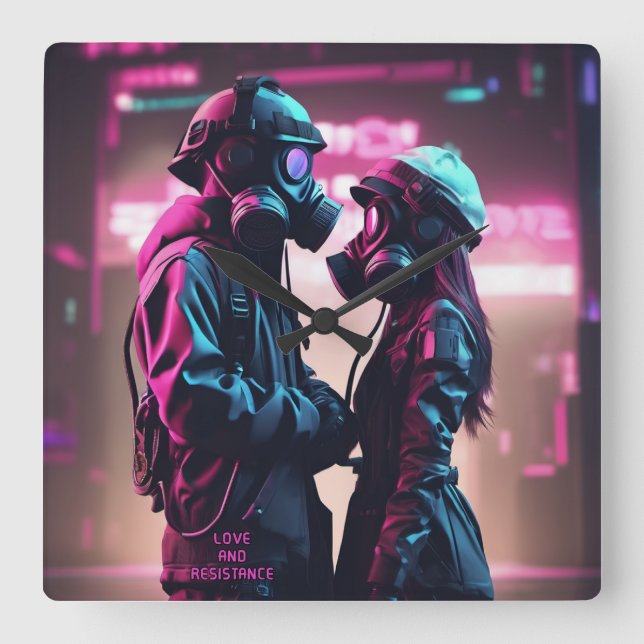 Relógio Quadrado AMOR E RESISTÊNCIA Âmbito futuro 2 (Frente)