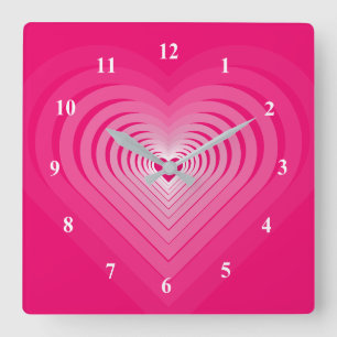 Relógio Quadrado Amor Rosa - Coração