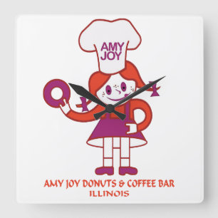Relógio Quadrado Amy Joy Rosquinhas de Illinois