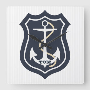 Relógio Quadrado Âncora e corda Monogrammed