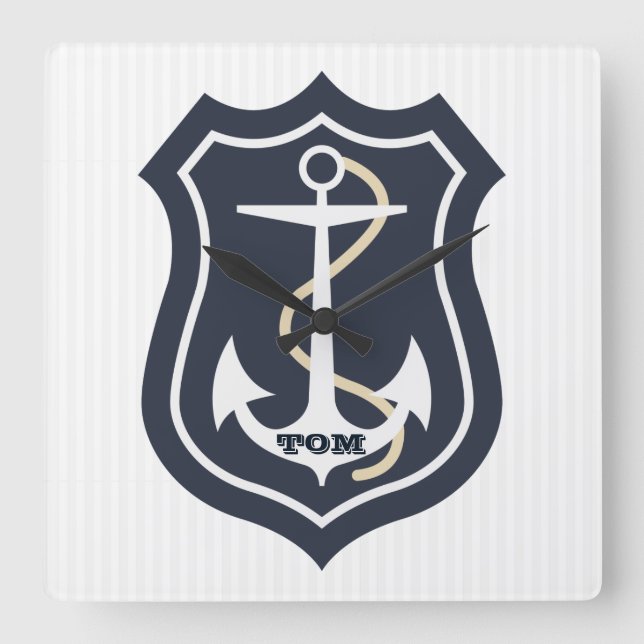 Relógio Quadrado Âncora e corda Monogrammed (Frente)