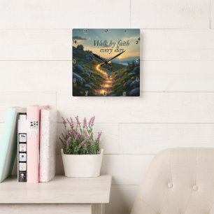 Relógio Quadrado Ande de fé todos os dias